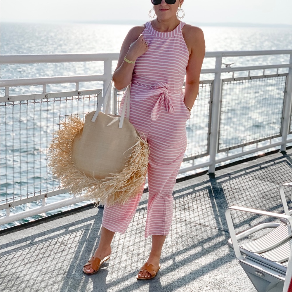 PRETTYGARDEN Pink Striped Jumpsuit